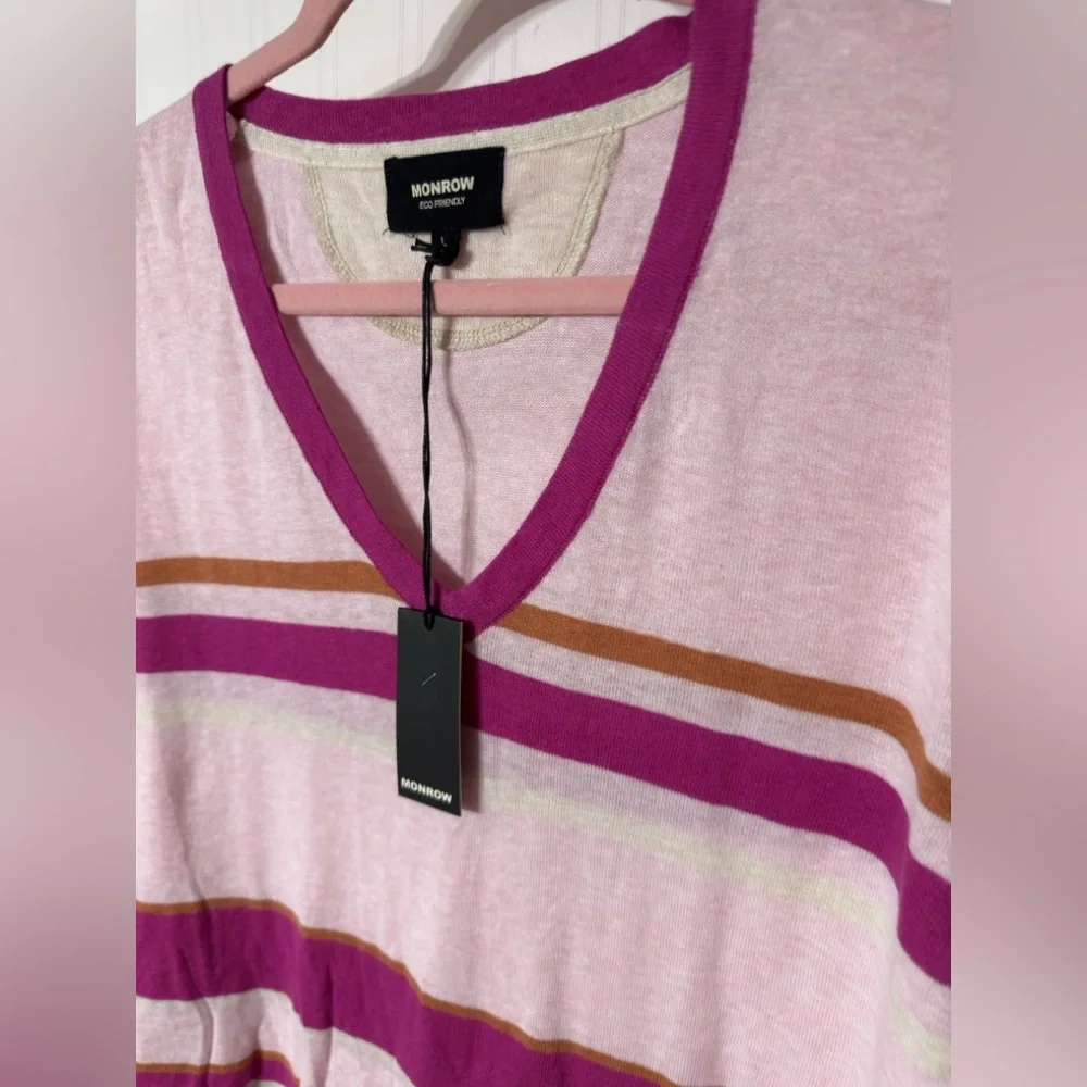 NWT‎ MONROW Striped Long Sleeve Sweater Sz L. (TXA947) - Picture 3 of 6